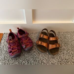 Cat & Jack Tan Sandals (sz 7) & Purple Keens (sz 8)